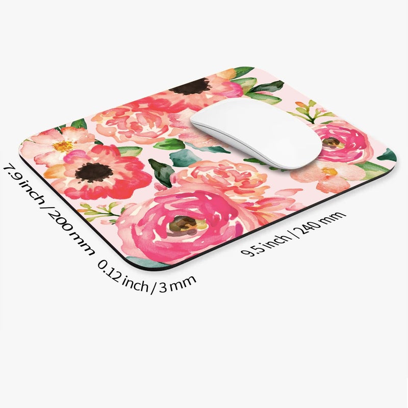 Armanza Square Mouse Pad Pink Watercolor Flower, Personalized Premium-Textured Custom Mouse Mat Design, Washable Mousepad Cloth, Non-Slip Rubber Base Computer Mouse Pads for Wireless Mouse - Image 2